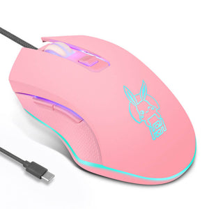 Pink Girly Mouse Wired 2400 DPI Backlight Type-C