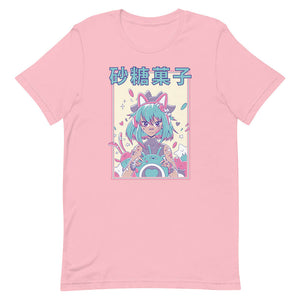 Pink Happy Anime Girl Shirt Kitty Headphones Nose Plaster