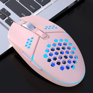 Pink Honeycomb Mouse 3500 RPM Fan USB LED 3200 DPI