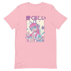 Pink Joyful Anime Girl Cat Headphones Shirt Rabbit Plushie