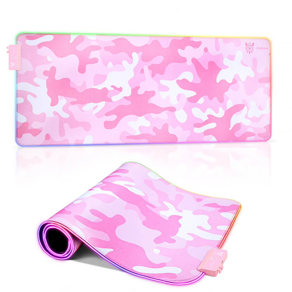 Pink Large Camouflage Mouse Pad Anti-Slip LED