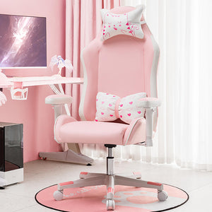 Pink Lovely Cat Ear Gaming Chair Reclining Back Seat