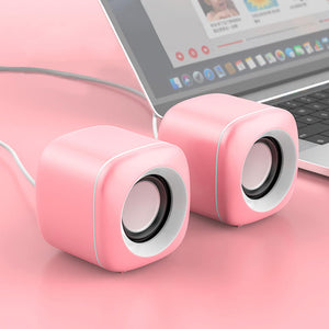 Pink Cute Mini Speakers Stereo 3.5mm AUX USB