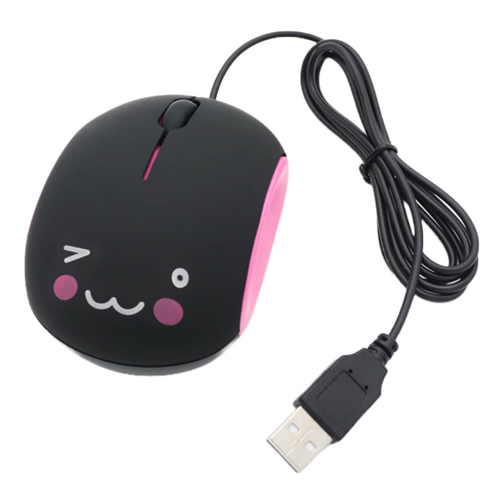 Pink Mini Wink OwO Emoji Mouse 1200 DPI USB