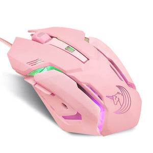 Pink Mouse Unicorn 3200 DPI Backlight Colorful