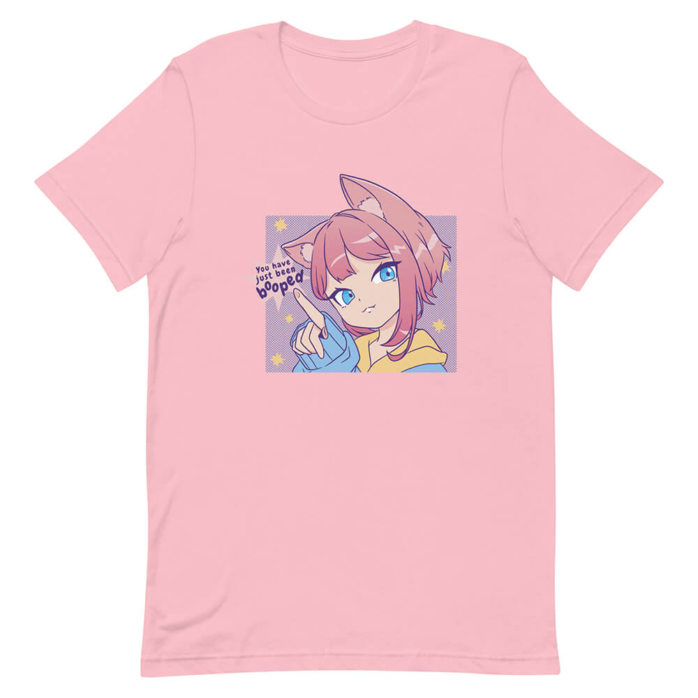 Pink Playful Red Hair Neko Chan Shirt Poke Fan