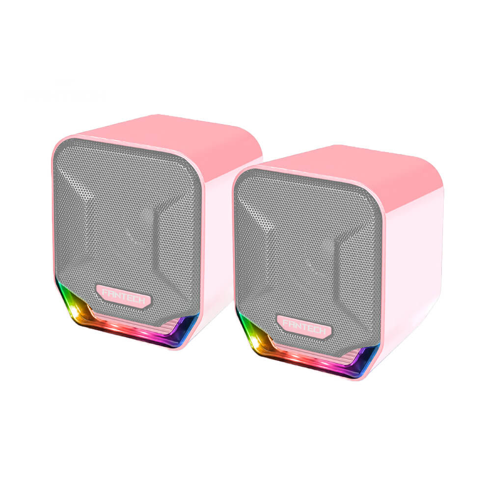 Pink RGB Speakers Stereo Multimedia Jack USB