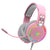 Pink RGB Surround Sound Headset Microphone 3.5mm Jack