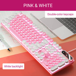 Pink White Double Color Gamer Keyboard White Backlight Membrane