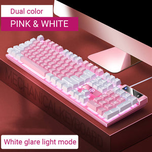 Pink & White Double Color Gaming Keyboard Backlight