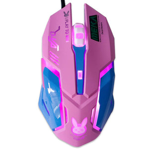 Pink Wired Game Mouse Optical 2400 DPI Backlight