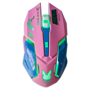 Pink Wireless Game Mouse Optical 2400 DPI Backlight