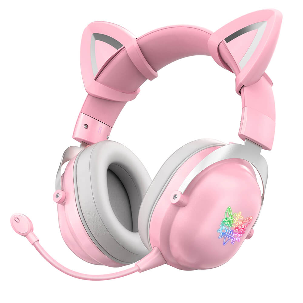 Pink Wireless Kitty Headset Microphone Stereo RGB