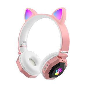 Pink Wireless Neko Headphones Mic Kiddo RGB