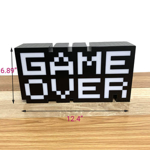 Pixelated Game Over LED Light Lamp Dimensions