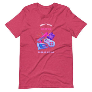 Player Shirt - Select Your Weapon - Gamepads Selection - Heather Raspberry - Dubsnatch