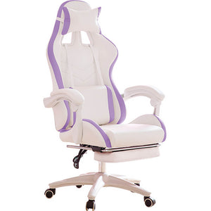 Purple Pretty Double Color Gaming Chair Footrest Rectractable Armrest