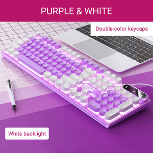 Purple White Double Color Gamer Keyboard White Backlight Membrane