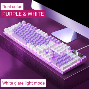 Purple & White Double Color Gaming Keyboard Backlight