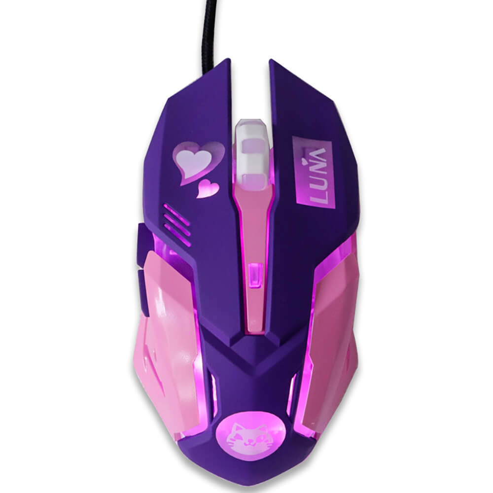 Purple Wired Game Mouse Optical 2400 DPI Backlight