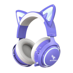 Purple Wireless Cat Headset Microphone 7.1 RGB LED