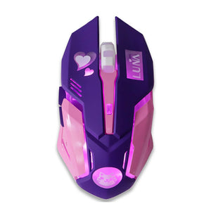 Purple Wireless Game Mouse Optical 2400 DPI Backlight