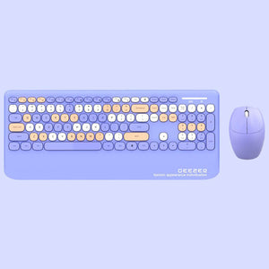 Purple 2.4GHz Wireless Sweet Color Combo Keyboard Mouse Wrist Rest