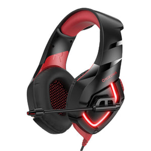 Red 3D Stereo Modern Gaming Headset Microphone 3.5mm Jack USB