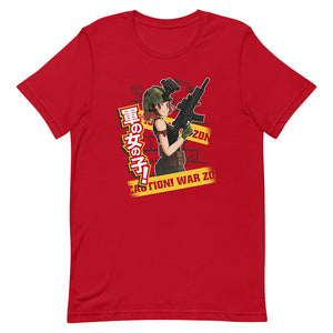 Red Cool Anime Redhead Army Girl Shirt Battlefield Ready