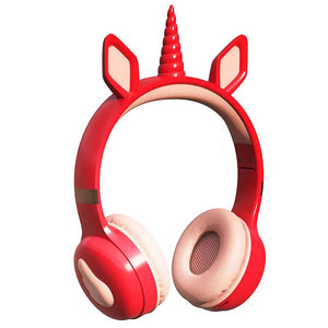 Red Cute Unicorn Headphones Wireless RGB Kids