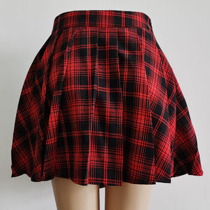 Red High-Waist Punk Asymmetric Cutout Pleated Skirt Punk Back