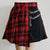 Red High-Waist Punk Asymmetric Cutout Pleated Skirt Punk
