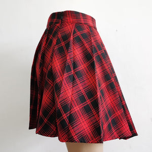 Red High-Waist Punk Asymmetric Cutout Pleated Skirt Punk Right Side