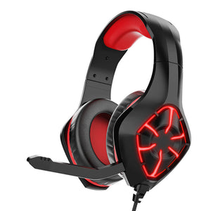 Red Over-Ear RGB Headset Mic USB 3.5mm Jack