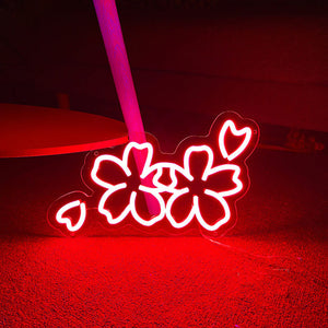 Red Sakura Flower Neon Sign LED Light