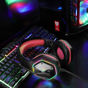 Red 7.1 Surround Sound Headset Mic Noise Canceling RGB USB Picture