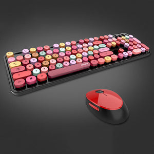 Red 2.4Ghz Wireless Candy Combo Keyboard Mouse Multimedia Multi-Color