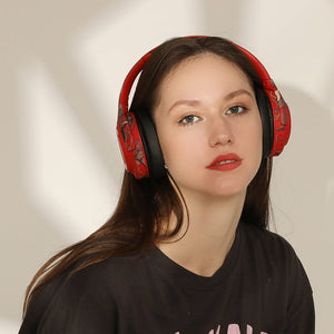 Red Wireless Cartoon Art Headset Microphone HiFi RGB Girl
