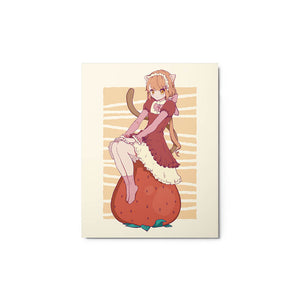 Redhead Anime Cat Girl Cutie Metal Poster Strawberry 11*14"