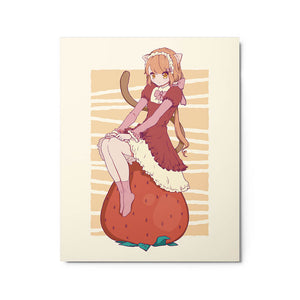 Redhead Anime Cat Girl Cutie Metal Poster Strawberry 16*20"
