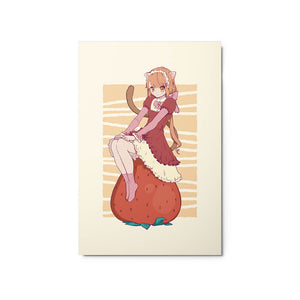 Redhead Anime Cat Girl Cutie Metal Poster Strawberry 20*30"