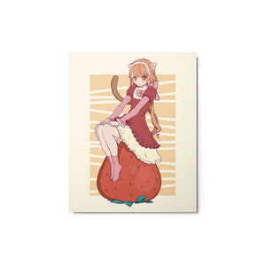 Redhead Anime Cat Girl Cutie Metal Poster Strawberry 8*10"