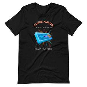 Retro Gaming Shirt - Classic Gamer The 8 Bit Generation Keep Playing - Classic Gamepad - Black - Dubsnatch