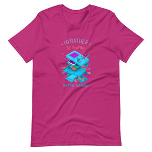 Retro Gaming Shirt - I'd Rather Be Playing Retro Games - Classic Device - Berry - Dubsnatch