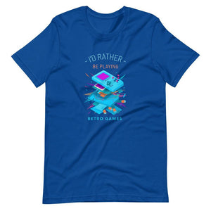 Retro Gaming Shirt - I'd Rather Be Playing Retro Games - Classic Device - True Royal - Dubsnatch