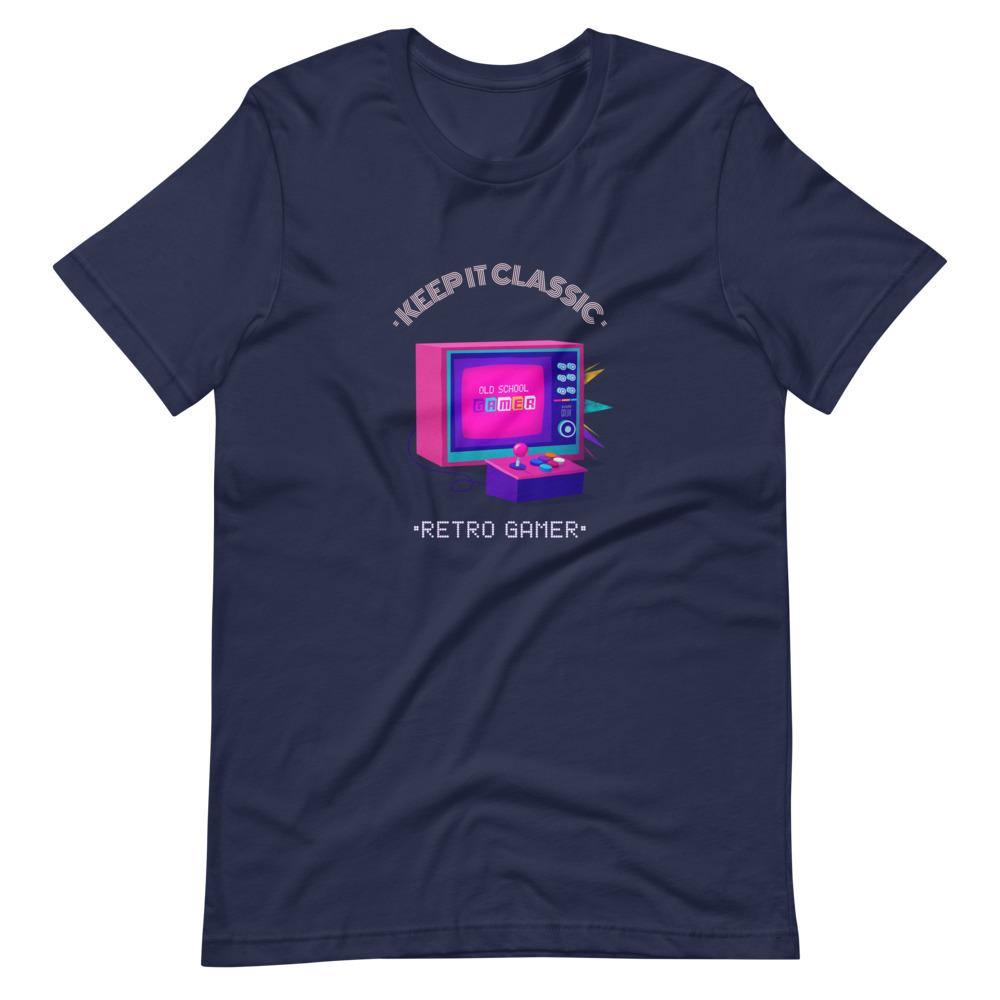 Retro Gaming Shirt - Keep It Classic - Vintage Television - Navy - Dubsnatch