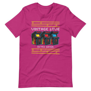 Retro Gaming Shirt - Vintage Love - Arcade Terminals - Alternative - Berry - Dubsnatch