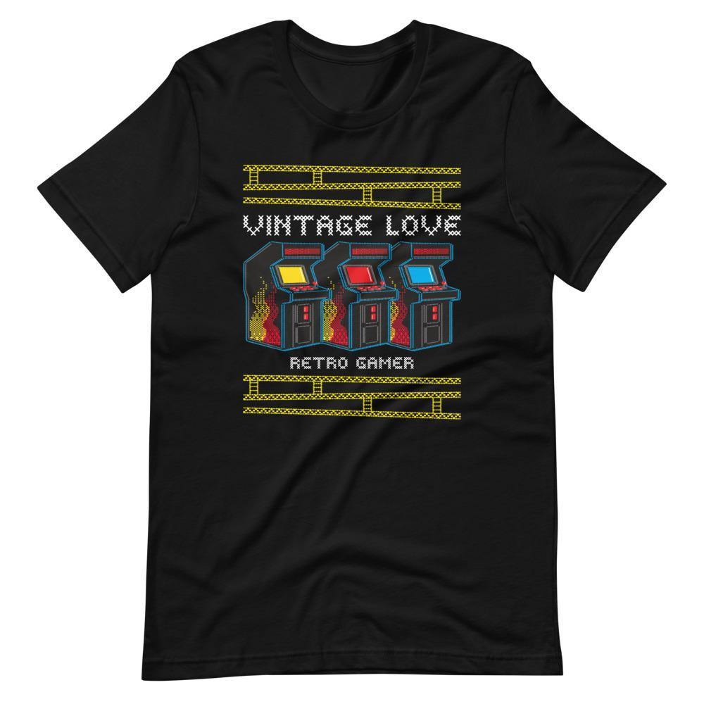 Retro Gaming Shirt - Vintage Love - Arcade Terminals - Alternative - Black - Dubsnatch