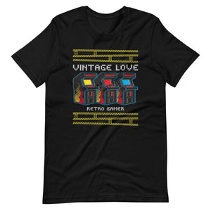 Retro Gaming Shirt - Vintage Love - Arcade Terminals - Alternative - Black - Dubsnatch