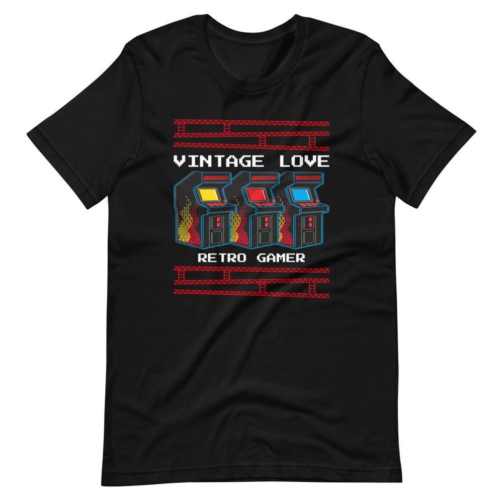 Retro Gaming Shirt - Vintage Love - Arcade Terminals - Black - Dubsnatch